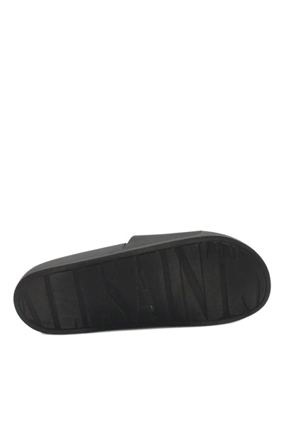 Allsaints Mens Logo Rubber Slide Sandals Black White Size 46