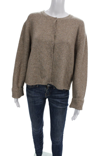 Zara Unisex Beige Classic Crewneck Long Sleeve Button Cardigan Size L