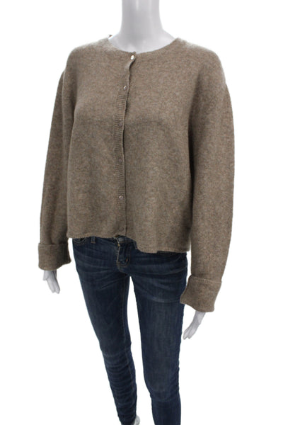 Zara Unisex Beige Classic Crewneck Long Sleeve Button Cardigan Size L