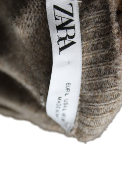 Zara Unisex Beige Classic Crewneck Long Sleeve Button Cardigan Size L