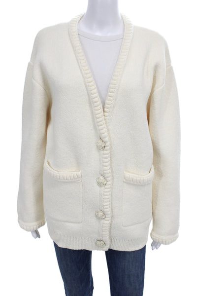 Endless Rose Unisex Cardigan White V-Neck Long Sleeve Solid Size S