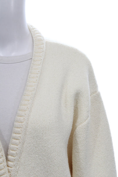 Endless Rose Unisex Cardigan White V-Neck Long Sleeve Solid Size S