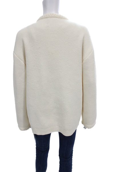 Endless Rose Unisex Cardigan White V-Neck Long Sleeve Solid Size S