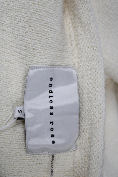 Endless Rose Unisex Cardigan White V-Neck Long Sleeve Solid Size S