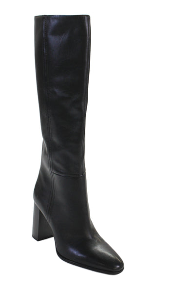 Zara Womens Leather Pull On Knee High Boots Black Size 41 11