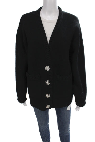 Endless Rose Unisex Black V Neck Button Cardigan Long Sleeve Size S