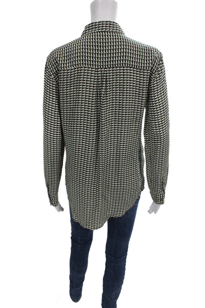 Equipment Womens Black Silk Collared Long Sleeve Blouse Size S