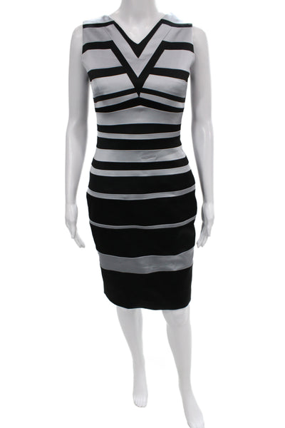 Karen Millen Womens Bodycon Sheath Dress Black V Neck Sleeveless Size 6