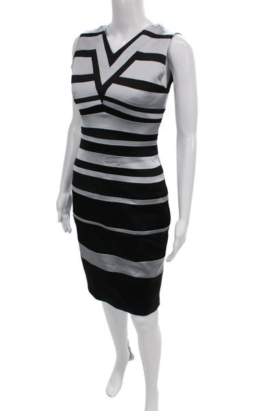 Karen Millen Womens Bodycon Sheath Dress Black V Neck Sleeveless Size 6