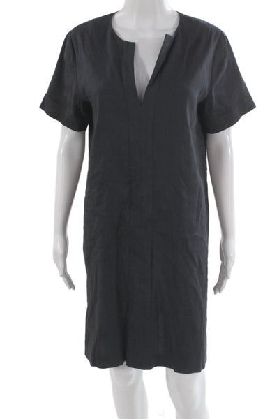 Theory Womens Black Short Sleeve Shift Dress Mini Size M