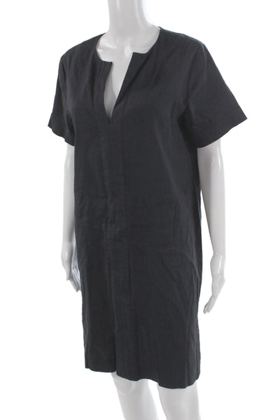 Theory Womens Black Short Sleeve Shift Dress Mini Size M
