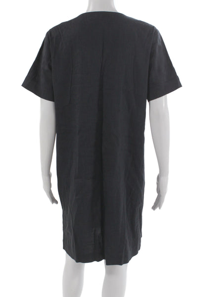 Theory Womens Black Short Sleeve Shift Dress Mini Size M