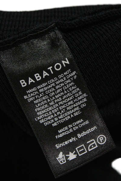 Babaton Women Cropped Tank Sleeveless Black Crew Neck 99% Nylon Size M