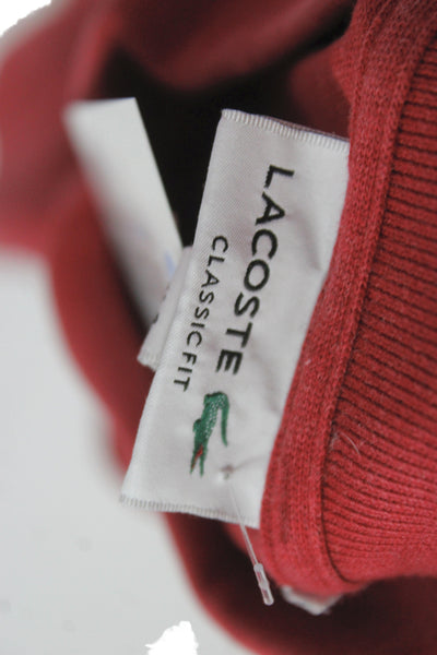 Lacoste Womens Red Cupro Short Sleeve Collared Polo Size XS