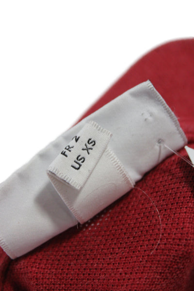 Lacoste Womens Red Cupro Short Sleeve Collared Polo Size XS