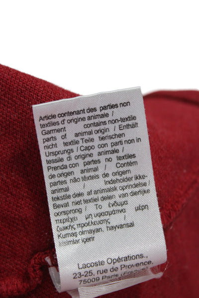 Lacoste Womens Red Cupro Short Sleeve Collared Polo Size XS