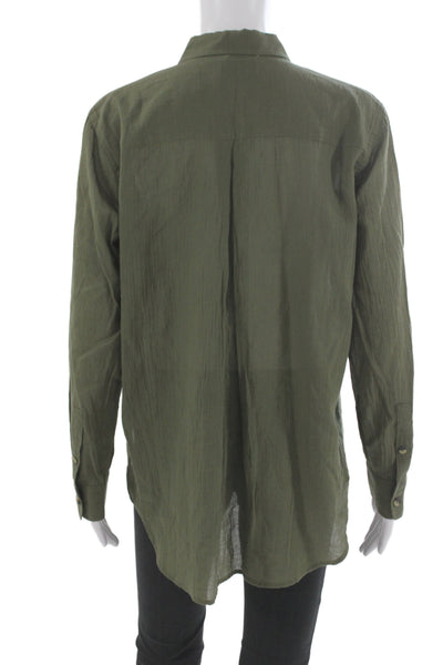 Club Monaco Women Basic Button-Up Green Collared Long Sleeve Lace Size S