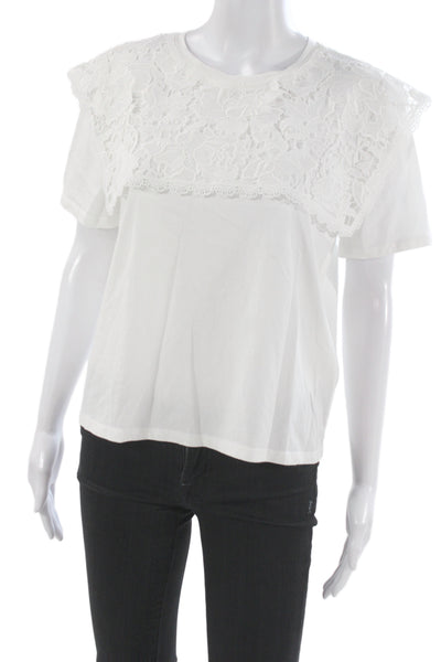 Zara Women Basic T-Shirt White Crew Neck Short Sleeve Polyester Size M
