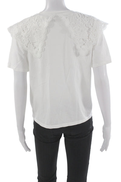 Zara Women Basic T-Shirt White Crew Neck Short Sleeve Polyester Size M