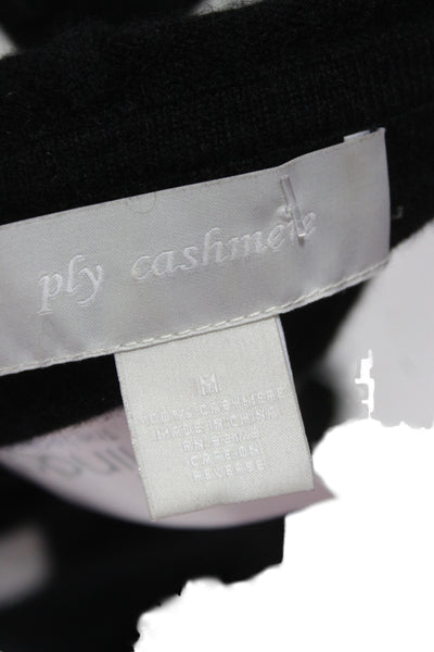 Ply Cashmere Women Full-zip Hoodie Black 100% Cashmere Drawstring Heart Size M