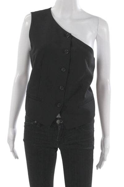 COS Women Designer Black Wool Blend Sleeveless Vest Size 10