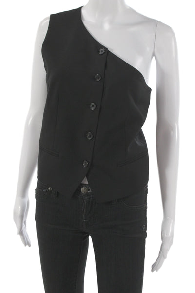 COS Women Designer Black Wool Blend Sleeveless Vest Size 10
