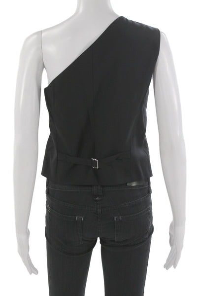 COS Women Designer Black Wool Blend Sleeveless Vest Size 10