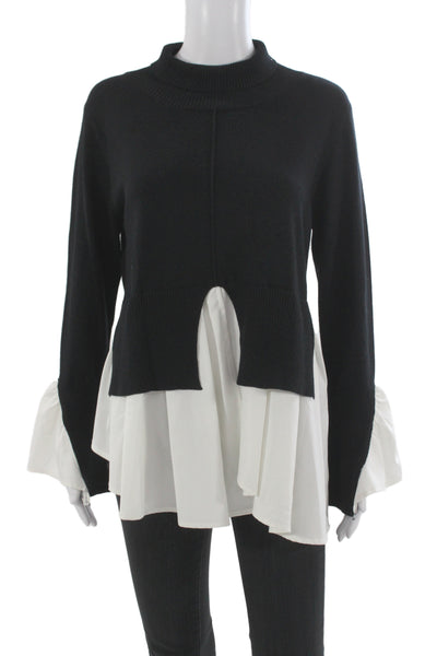 Avantlook Unisex Pullover Sweater Black Mock Neck Long Sleeve Size M
