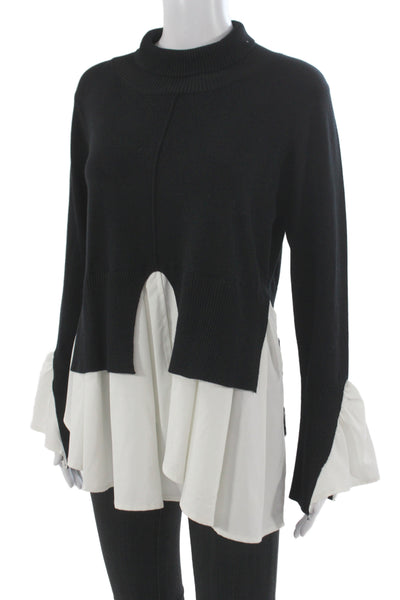Avantlook Unisex Pullover Sweater Black Mock Neck Long Sleeve Size M