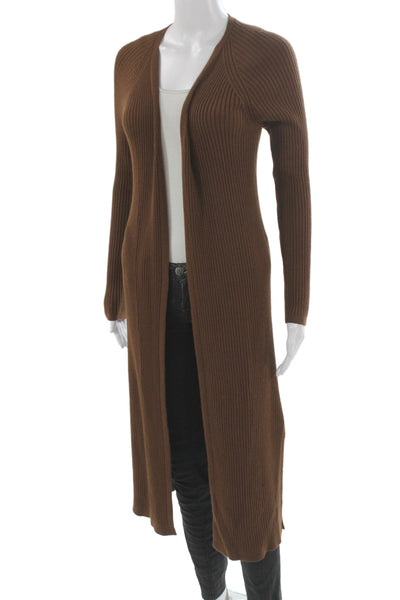 Theory Unisex Brown Merino Wool Long Sleeve Cardigan Sweater Size S
