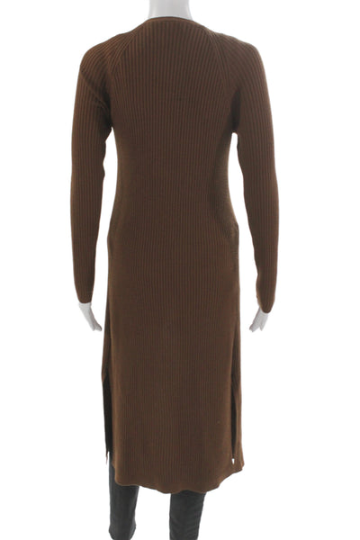 Theory Unisex Brown Merino Wool Long Sleeve Cardigan Sweater Size S