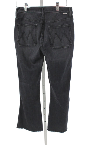Mother Womens Cropped Straight Dark Gray High Rise Jeans Size 27