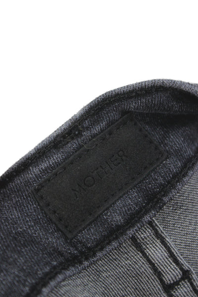 Mother Womens Cropped Straight Dark Gray High Rise Jeans Size 27