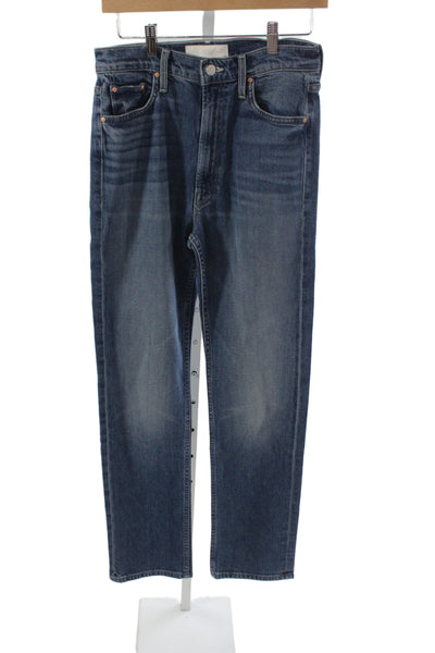 Mother Superior Unisex Straight Jeans Dark Blue High Rise 98% Cotton Size 28