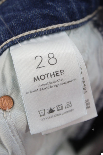 Mother Superior Unisex Straight Jeans Dark Blue High Rise 98% Cotton Size 28