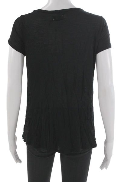 Lauren Moshi Women Black Jersey Tee Skull Graphic Cotton Short Sleeve Size M