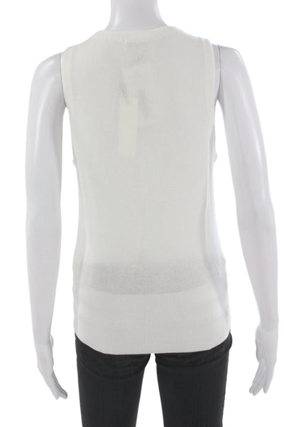 L'Agence Women Basic V-Neck Sleeveless Tank White Designer Size S
