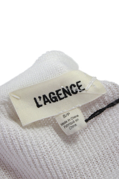 L'Agence Women Basic V-Neck Sleeveless Tank White Designer Size S