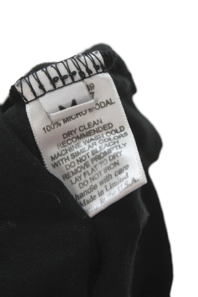 Lauren Moshi Women Black Micro Modal Graphic Tank Sleeveless Round Neck Size M