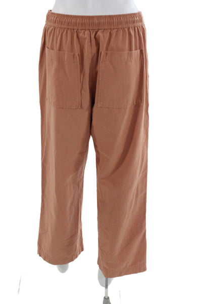 Lilla P Womens Cropped Jogger Pants Brown 100% Cotton Drawstring Size M