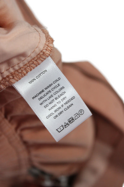 Lilla P Womens Cropped Jogger Pants Brown 100% Cotton Drawstring Size M
