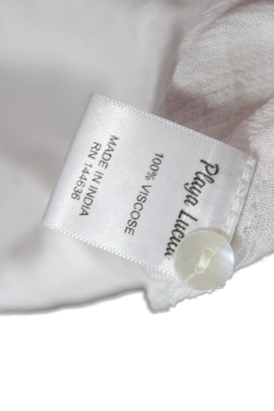 Playa Lucila Womens Shirt Dress White 3/4 Sleeve Mid Calf Viscose Size M