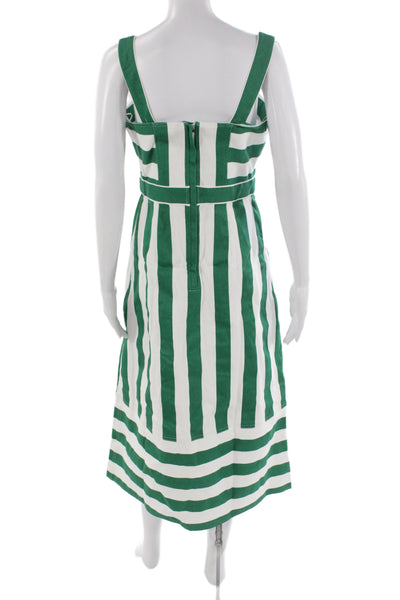 Hyacinth House Women Green Striped Tank Sundress Square Neck Midcalf Size M