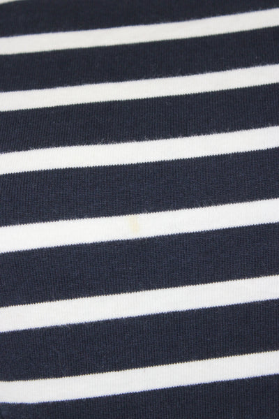 J Crew Womens Sheath Dress Dark Blue Striped Cotton Long Sleeve Midi Zip Size 6