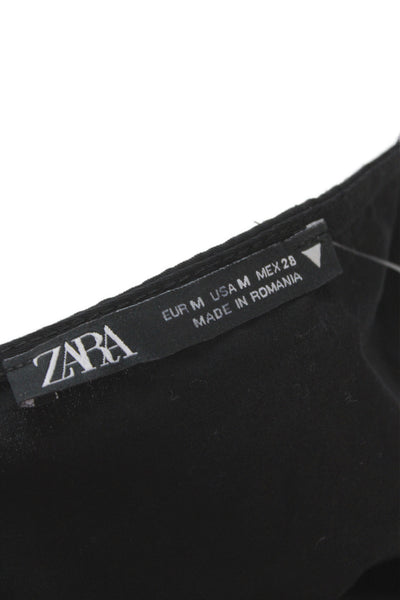 Zara Women Maxi Sundress Black Cotton V-Neck Sleeveless Beach Long Size M
