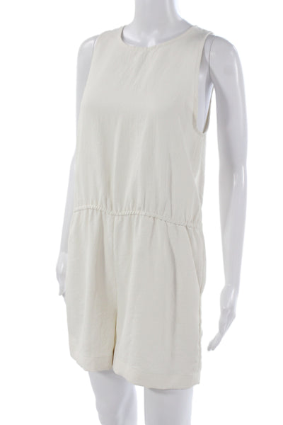Wilfred Women White Sleeveless Jumpsuit Round Neck Polyester Size M