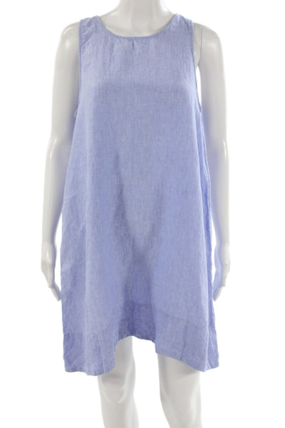 J Crew Women Shift Tank Dress Light Blue Linen Sleeveless Round Neck Size M