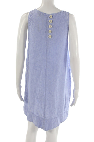 J Crew Women Shift Tank Dress Light Blue Linen Sleeveless Round Neck Size M