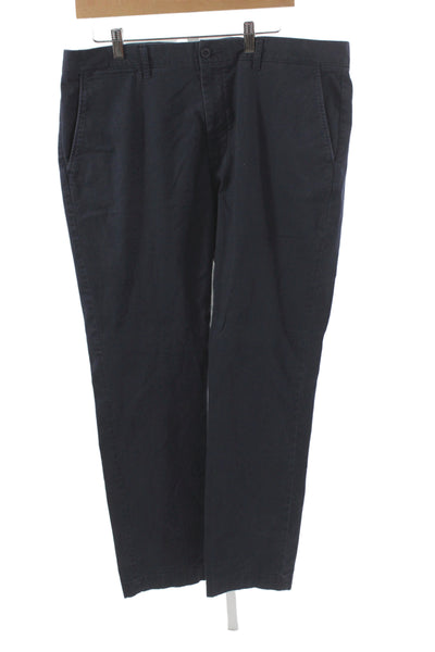 J Crew Mens Chino Pants Dark Blue Button 97% Cotton Size 36