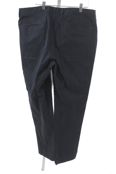 J Crew Mens Chino Pants Dark Blue Button 97% Cotton Size 36